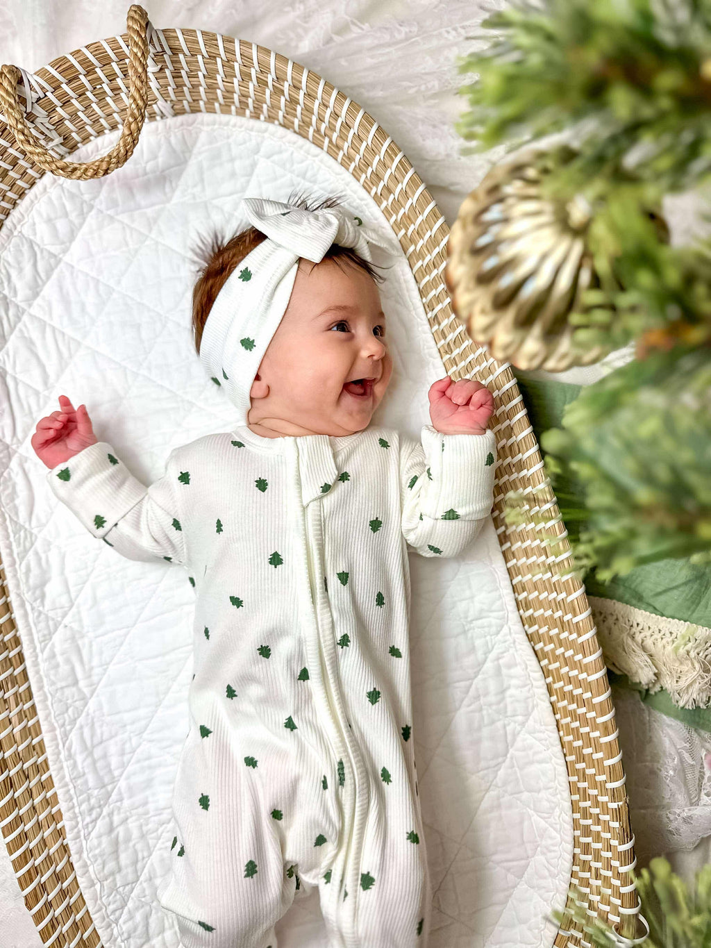 Tiny Trees Ribbed Bamboo Zippy Pajamas