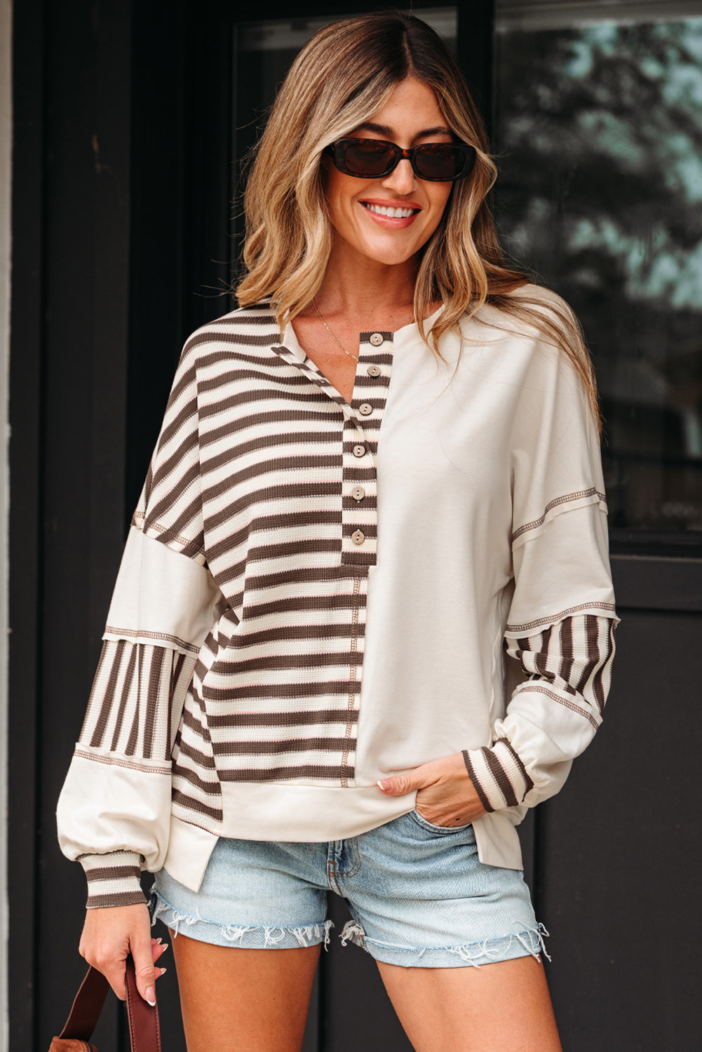 Ariana Stripe Stitched Oversized Sweatshirt