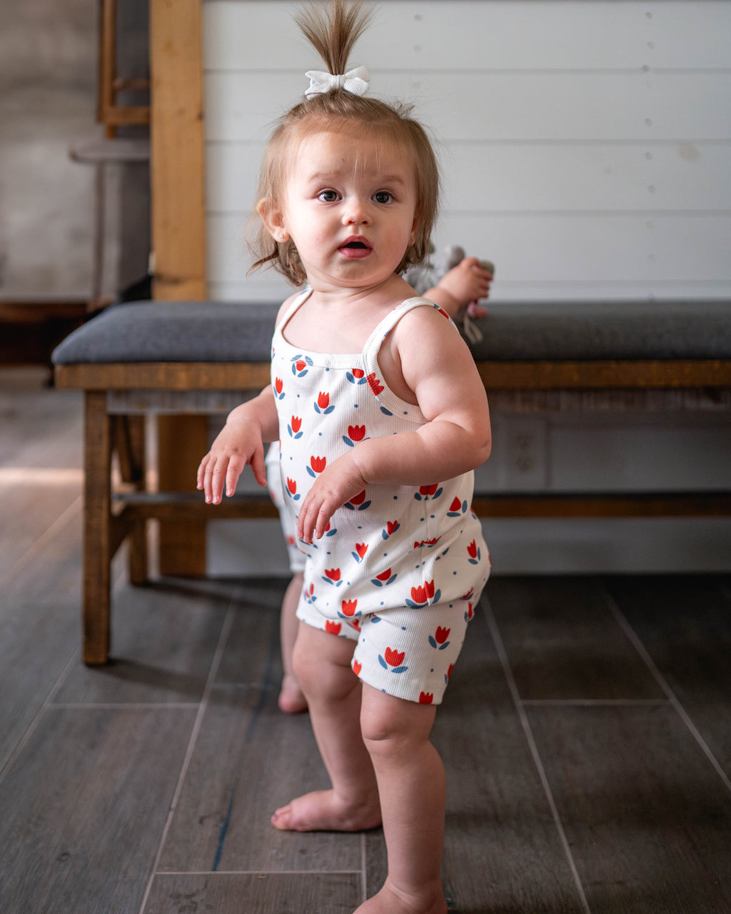 Red White & Blue Tulip Ribbed Bamboo 2pc Tank Set