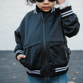 BLACK SATIN BOMBER JACKET