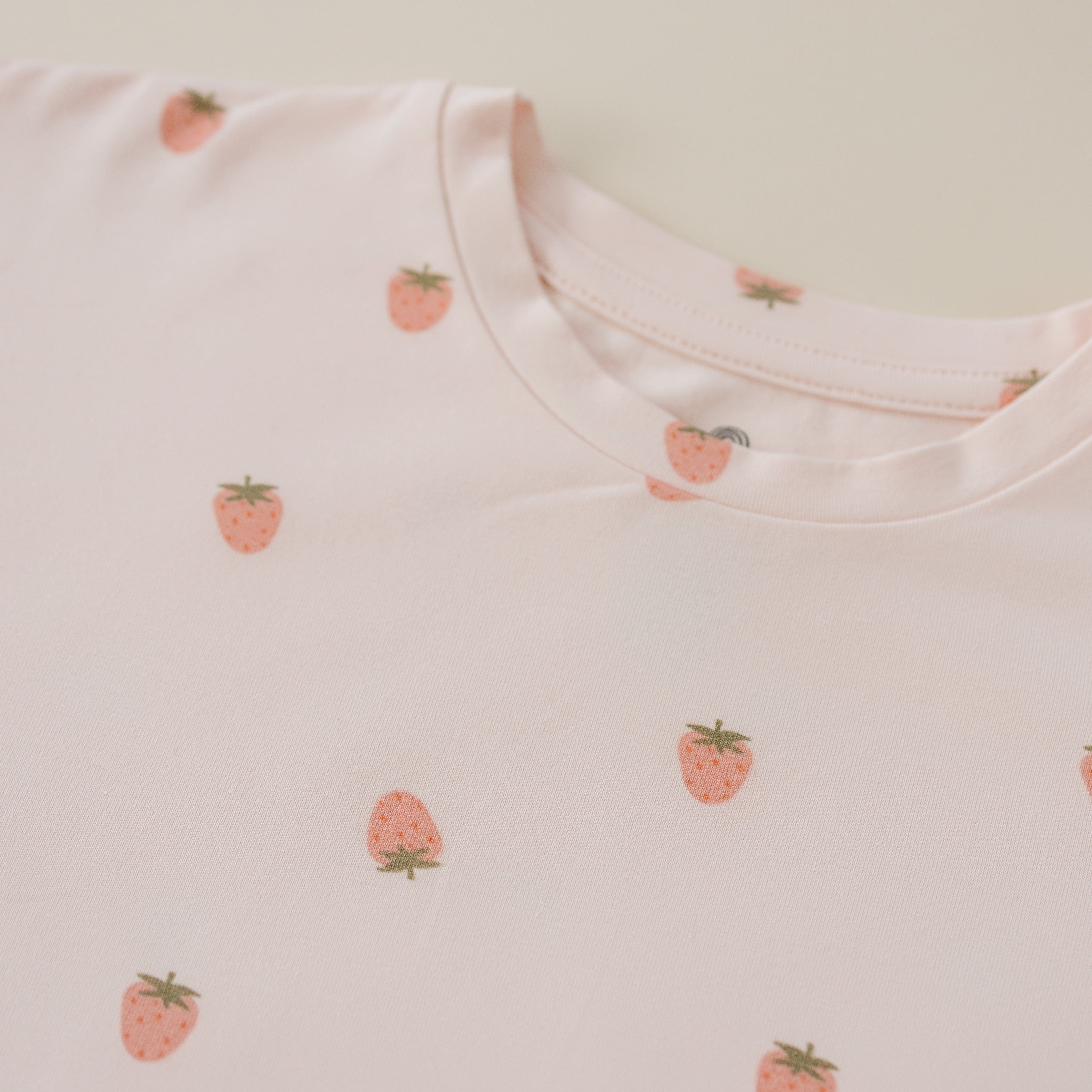 Organic Cotton Strawberry Print Shorts Set