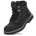 TZJS Girls Boys Toddler Boots Kids Unisex Lace Up Hiking Work Boots Girl Water Resistant Ankle Boot Boy Sizes 7-13 Outdoor Autumn Shoes for Toddler/Little Kid(Black12)