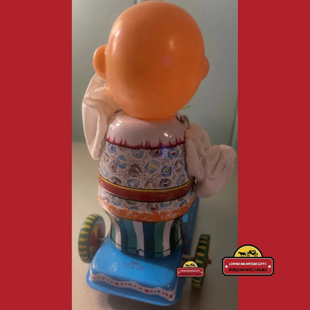Vintage 1960s NOS Clockwork Tin Boy Drummer Toy 🥁 Wind‑Up w/ Original Box 🎪