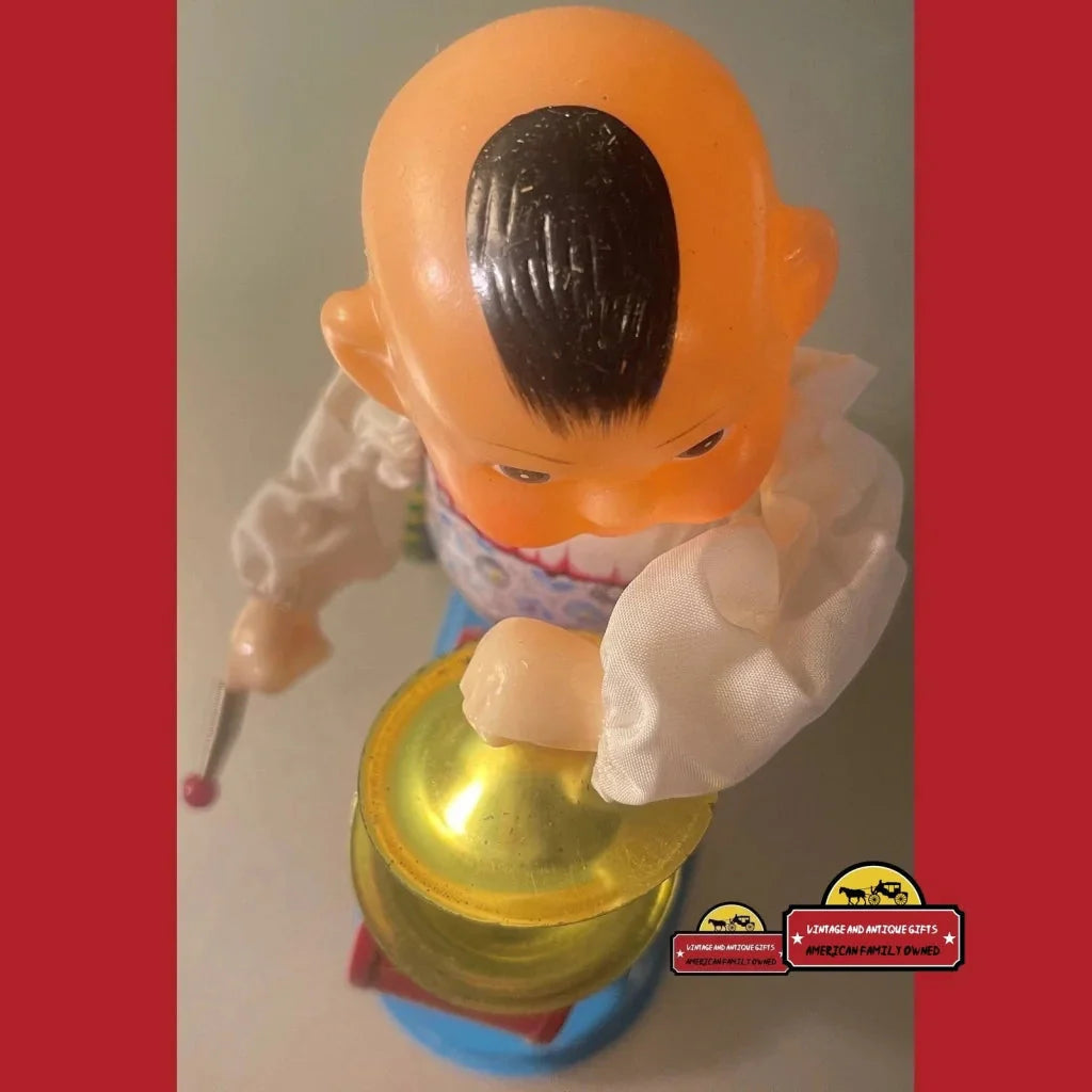 Vintage 1960s NOS Clockwork Tin Boy Drummer Toy 🥁 Wind‑Up w/ Original Box 🎪